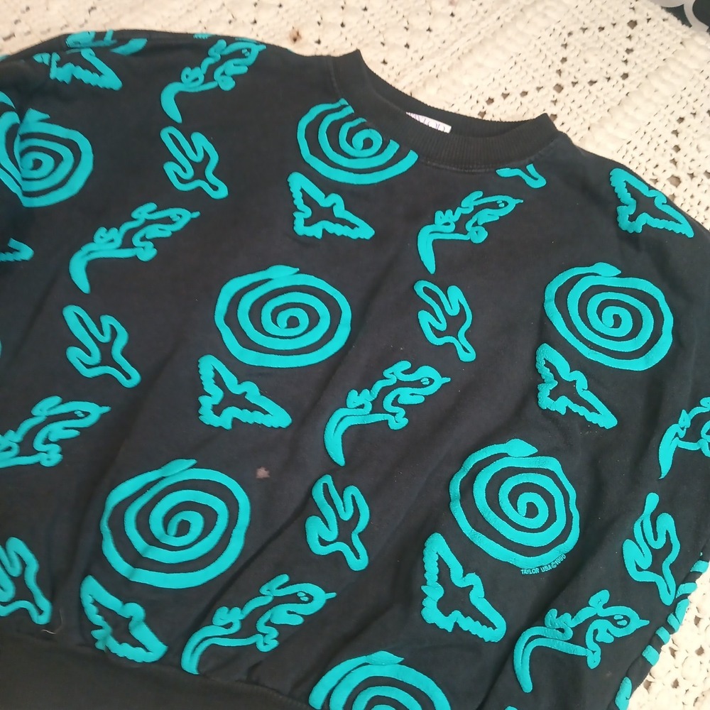 Vtg Sweater Taylor Sportswear M Fresh Prince‎ Gecko Cactus Raised Hispter Flawed